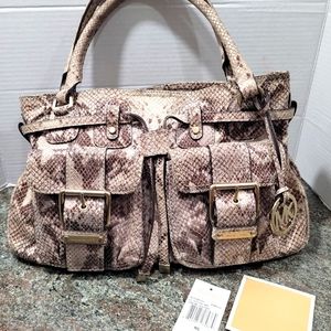 Michael kors Wainscott(Rare)Vanilla snake print satchel handbag